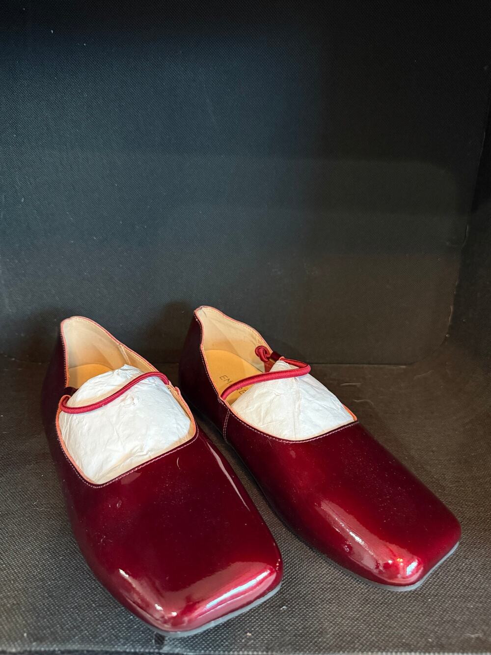 Empress square toe mary jane flat patent leather wine sz 9 NEW